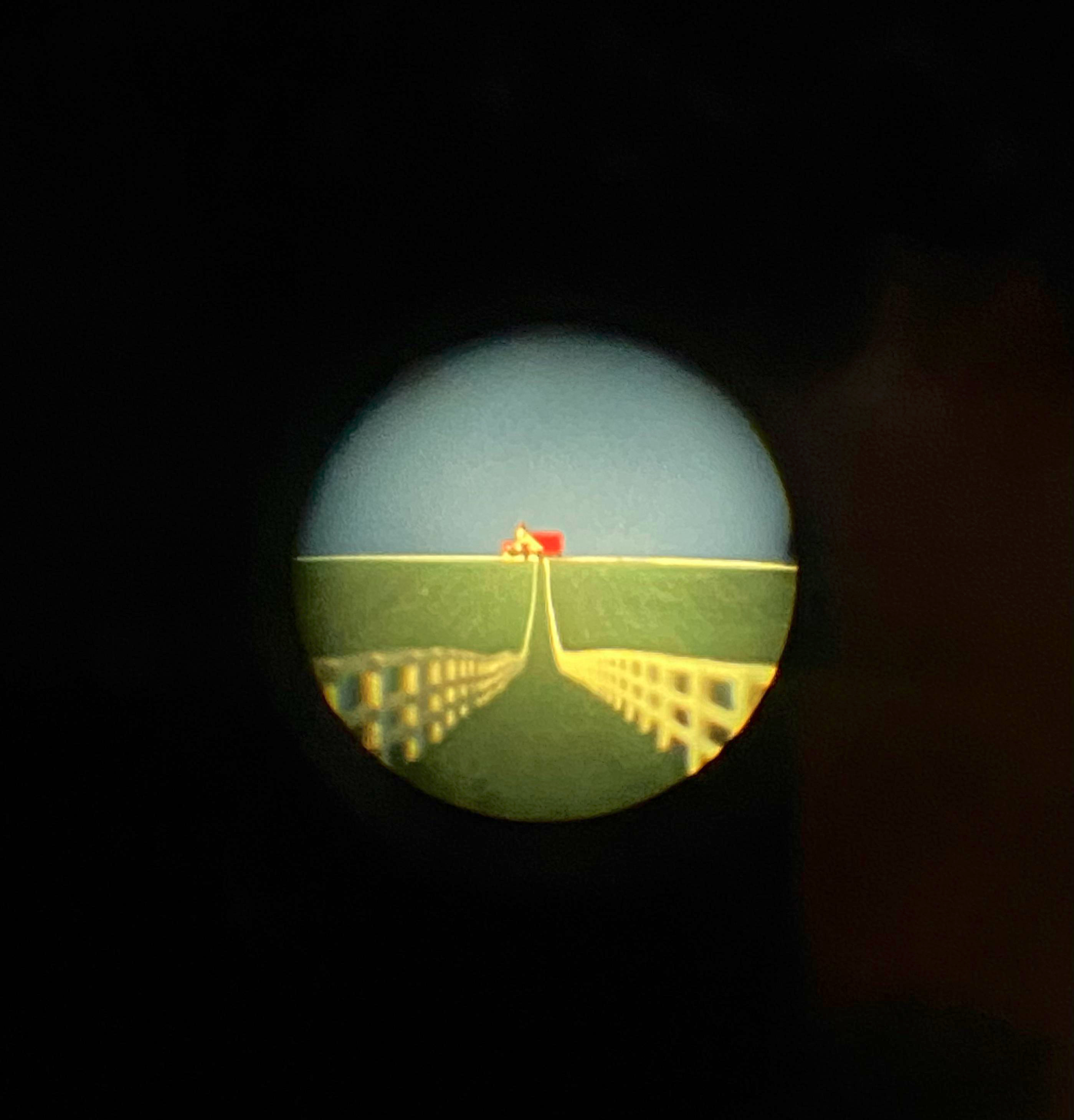 Barn seen through a circular lens